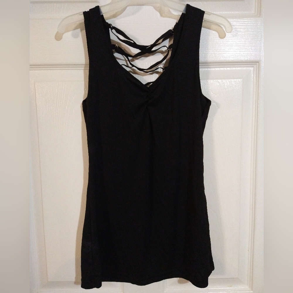 Chic Black Polyester Tank Top